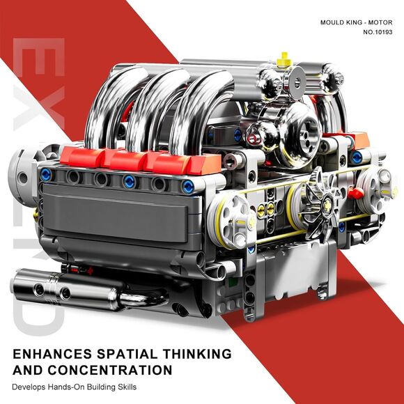 Mould King 10193 Mini V8 Engine Kits That Moves Building Blocks 609 Pcs 14+ STEM - Picture 4 of 16